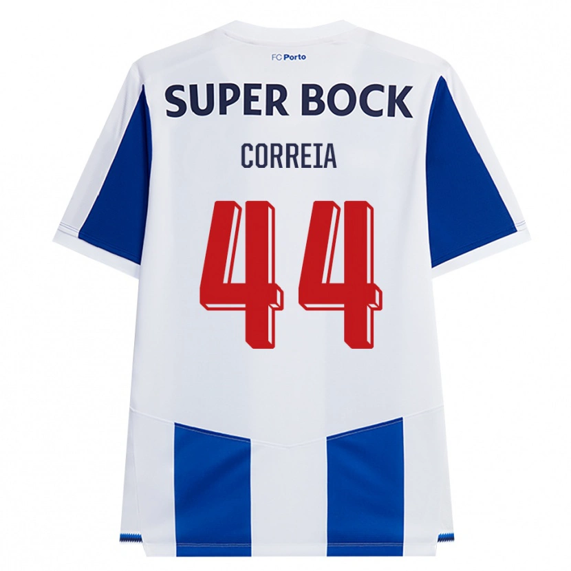 Danxen Børn Romain Correia #44 Blå Hvid Rød Hjemmebane Spillertrøjer 2026/27 Trøje T-Shirt
