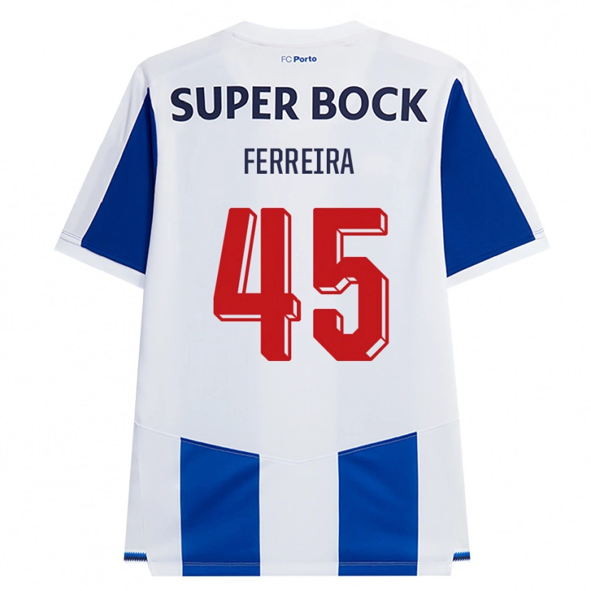 Danxen Børn Tiago Ferreira #45 Blå Hvid Rød Hjemmebane Spillertrøjer 2026/27 Trøje T-Shirt