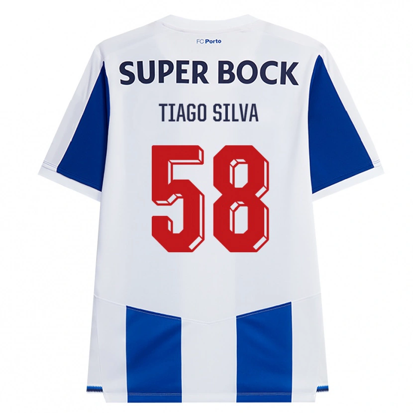 Danxen Børn Tiago Silva #58 Blå Hvid Rød Hjemmebane Spillertrøjer 2026/27 Trøje T-Shirt