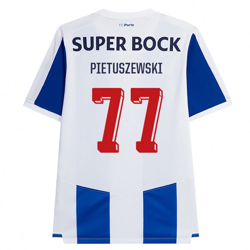 Danxen Børn Oskar Pietuszewski #77 Blå Hvid Rød Hjemmebane Spillertrøjer 2026/27 Trøje T-Shirt