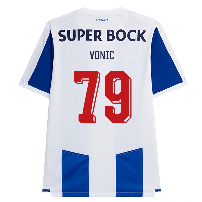 Danxen Børn Leonardo Vonić #79 Blå Hvid Rød Hjemmebane Spillertrøjer 2026/27 Trøje T-Shirt
