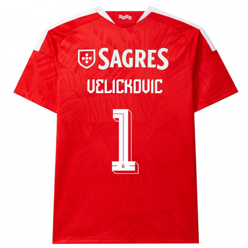 Danxen Børn Luka Velickovic #1 Rød Hvid Gul Hjemmebane Spillertrøjer 2026/27 Trøje T-Shirt