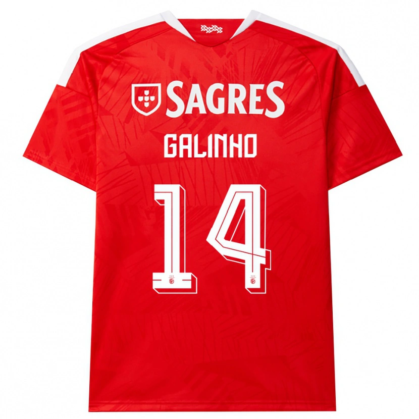 Danxen Børn Miguel Galinho #14 Rød Hvid Gul Hjemmebane Spillertrøjer 2026/27 Trøje T-Shirt
