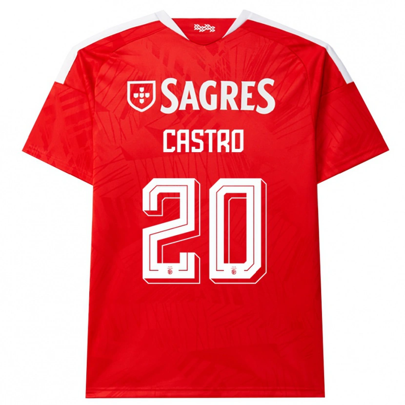 Danxen Børn Guilherme Castro #20 Rød Hvid Gul Hjemmebane Spillertrøjer 2026/27 Trøje T-Shirt