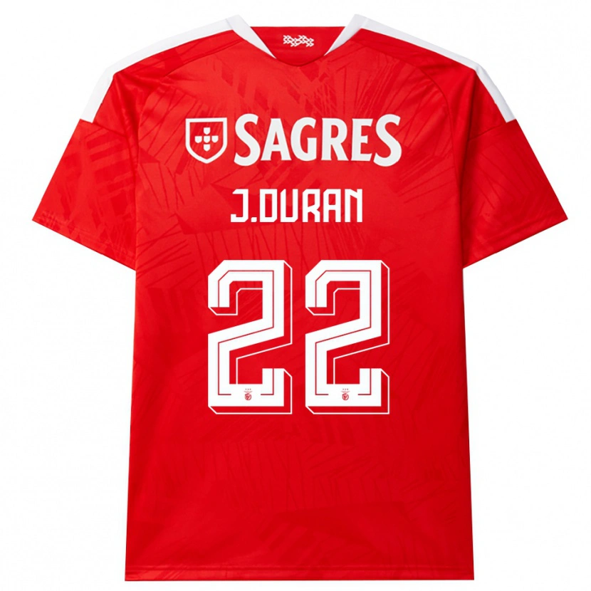 Danxen Børn Jhon Durán #22 Rød Hvid Gul Hjemmebane Spillertrøjer 2026/27 Trøje T-Shirt