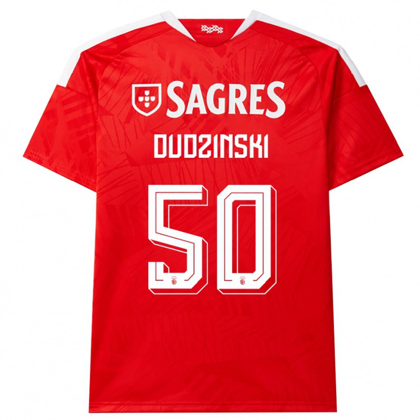 Danxen Børn Marcel Dudzinski #50 Rød Hvid Gul Hjemmebane Spillertrøjer 2026/27 Trøje T-Shirt