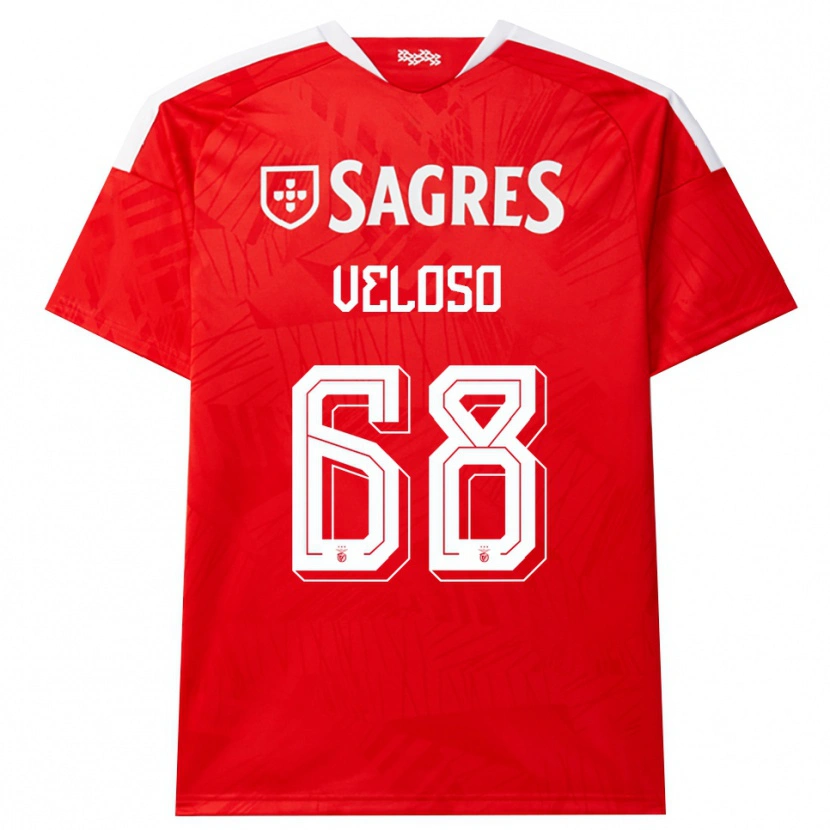 Danxen Børn João Veloso #68 Rød Hvid Gul Hjemmebane Spillertrøjer 2026/27 Trøje T-Shirt
