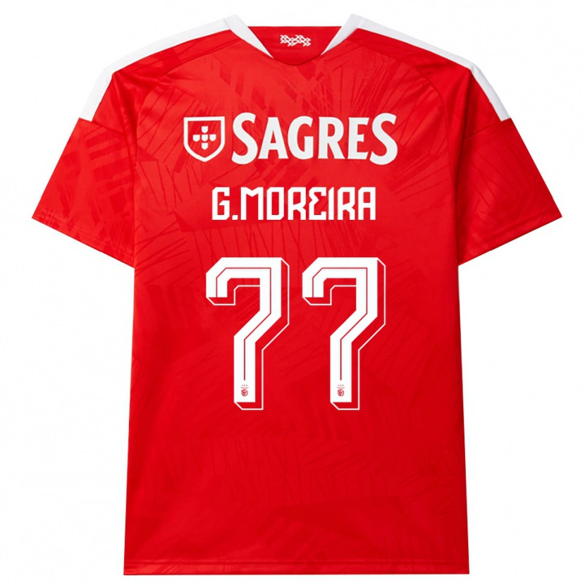 Danxen Børn Gonçalo Moreira #77 Rød Hvid Gul Hjemmebane Spillertrøjer 2026/27 Trøje T-Shirt