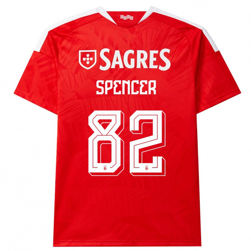 Danxen Børn Diogo Spencer #82 Rød Hvid Gul Hjemmebane Spillertrøjer 2026/27 Trøje T-Shirt