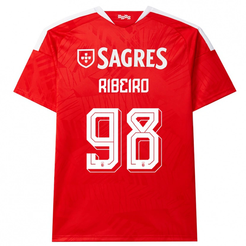 Danxen Børn Ricardo Ribeiro #98 Rød Hvid Gul Hjemmebane Spillertrøjer 2026/27 Trøje T-Shirt