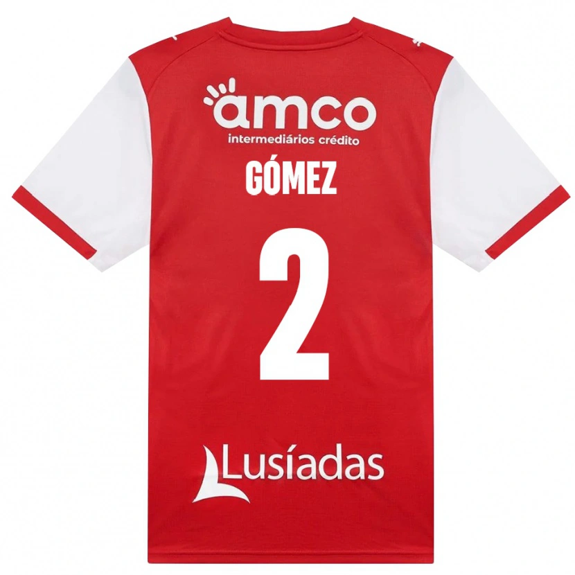 Danxen Børn Víctor Gómez #2 Hvid Rød Sort Hjemmebane Spillertrøjer 2026/27 Trøje T-Shirt