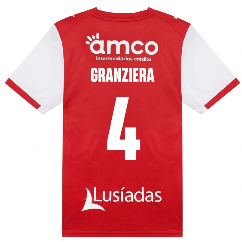 Danxen Børn Emanuele Granziera #4 Hvid Rød Sort Hjemmebane Spillertrøjer 2026/27 Trøje T-Shirt
