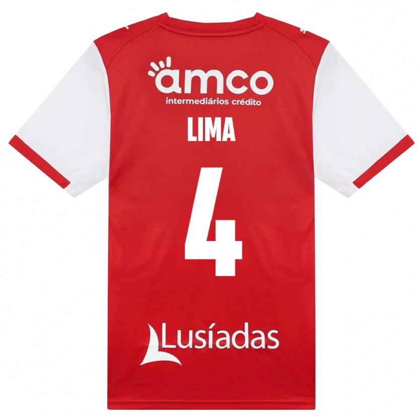 Danxen Børn Guilherme Lima #4 Hvid Rød Sort Hjemmebane Spillertrøjer 2026/27 Trøje T-Shirt