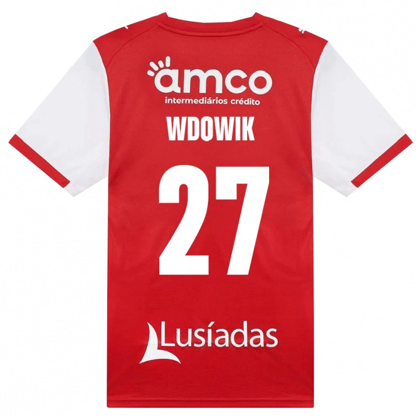 Danxen Børn Bartlomiej Wdowik #27 Hvid Rød Sort Hjemmebane Spillertrøjer 2026/27 Trøje T-Shirt