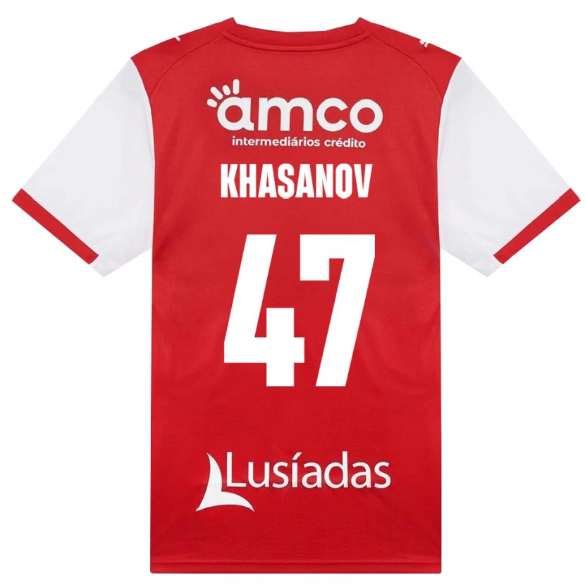 Danxen Børn Sadriddin Khasanov #47 Hvid Rød Sort Hjemmebane Spillertrøjer 2026/27 Trøje T-Shirt