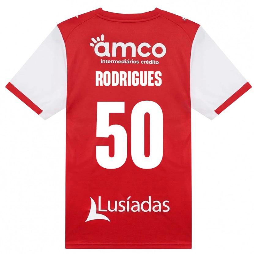 Danxen Børn Diego Rodrigues #50 Hvid Rød Sort Hjemmebane Spillertrøjer 2026/27 Trøje T-Shirt