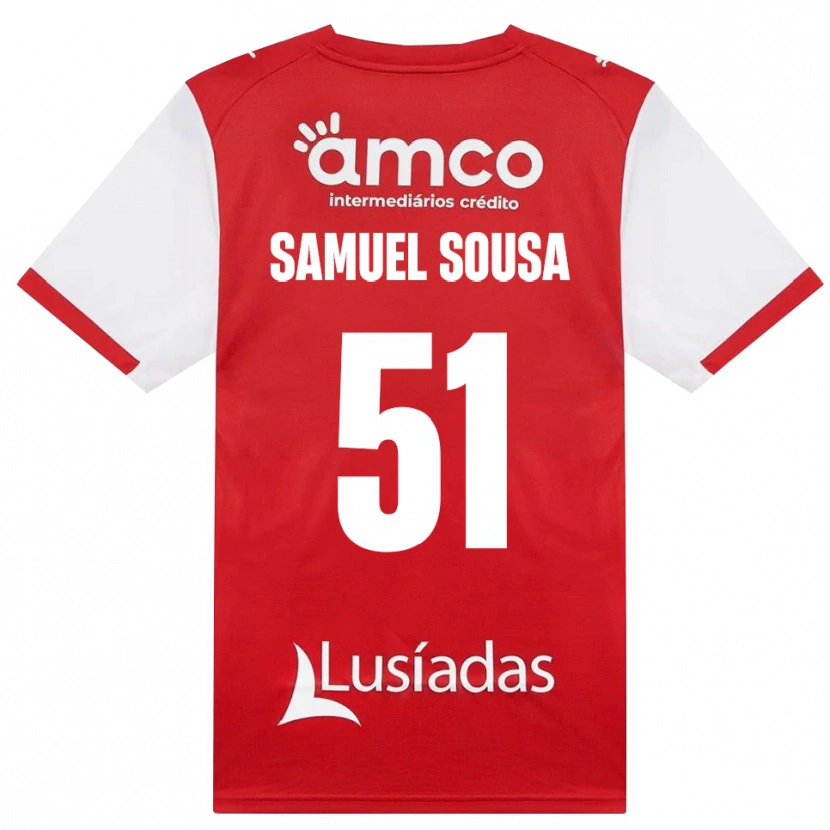 Danxen Børn Samuel Sousa #51 Hvid Rød Sort Hjemmebane Spillertrøjer 2026/27 Trøje T-Shirt