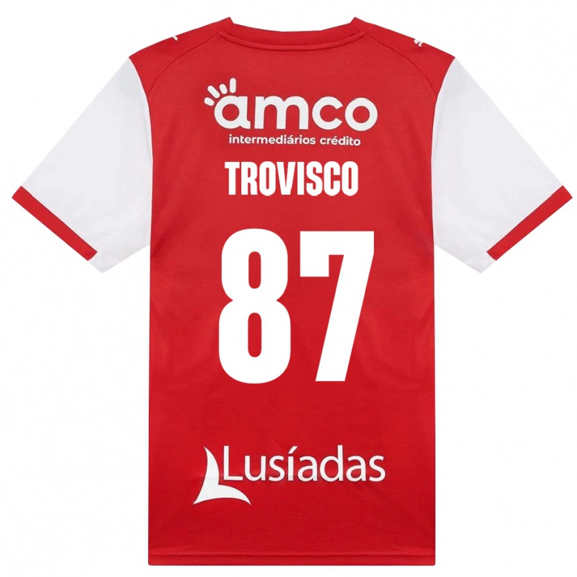 Danxen Børn João Trovisco #87 Hvid Rød Sort Hjemmebane Spillertrøjer 2026/27 Trøje T-Shirt
