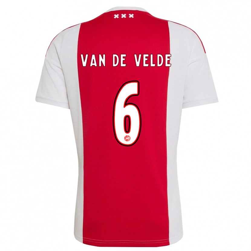 Danxen Børn Jonna Van De Velde #6 Rød Hvid Gul Hjemmebane Spillertrøjer 2026/27 Trøje T-Shirt