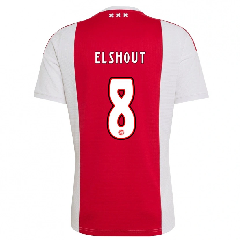 Danxen Børn Daan Elshout #8 Rød Hvid Gul Hjemmebane Spillertrøjer 2026/27 Trøje T-Shirt