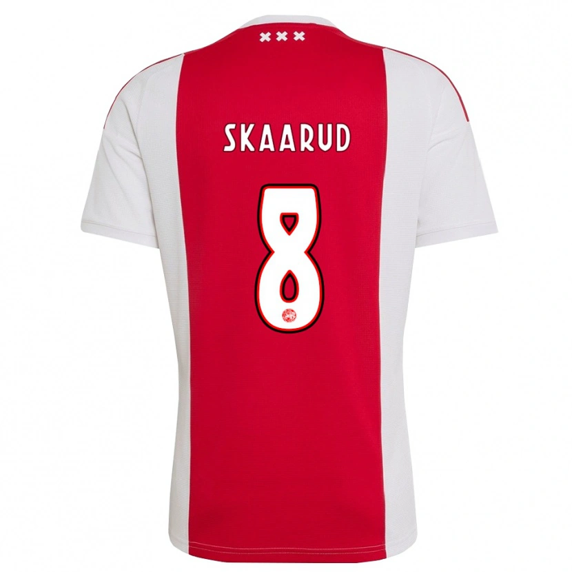 Danxen Børn Daniel Skaarud #8 Rød Hvid Gul Hjemmebane Spillertrøjer 2026/27 Trøje T-Shirt