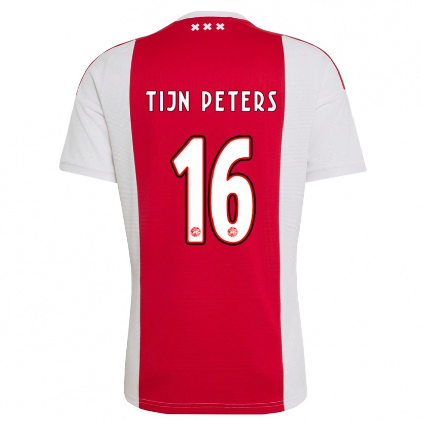 Danxen Børn Tijn Peters #16 Rød Hvid Gul Hjemmebane Spillertrøjer 2026/27 Trøje T-Shirt