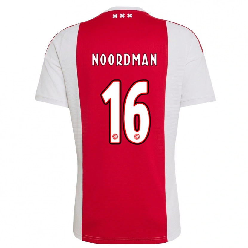 Danxen Børn Danique Noordman #16 Rød Hvid Gul Hjemmebane Spillertrøjer 2026/27 Trøje T-Shirt