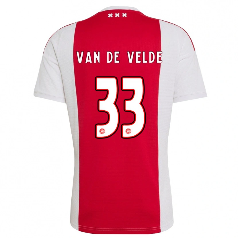 Danxen Børn Jonna Van De Velde #33 Rød Hvid Gul Hjemmebane Spillertrøjer 2026/27 Trøje T-Shirt