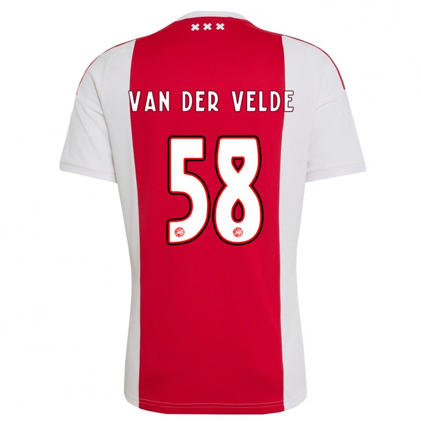 Danxen Børn Valentijn Van Der Velde #58 Rød Hvid Gul Hjemmebane Spillertrøjer 2026/27 Trøje T-Shirt