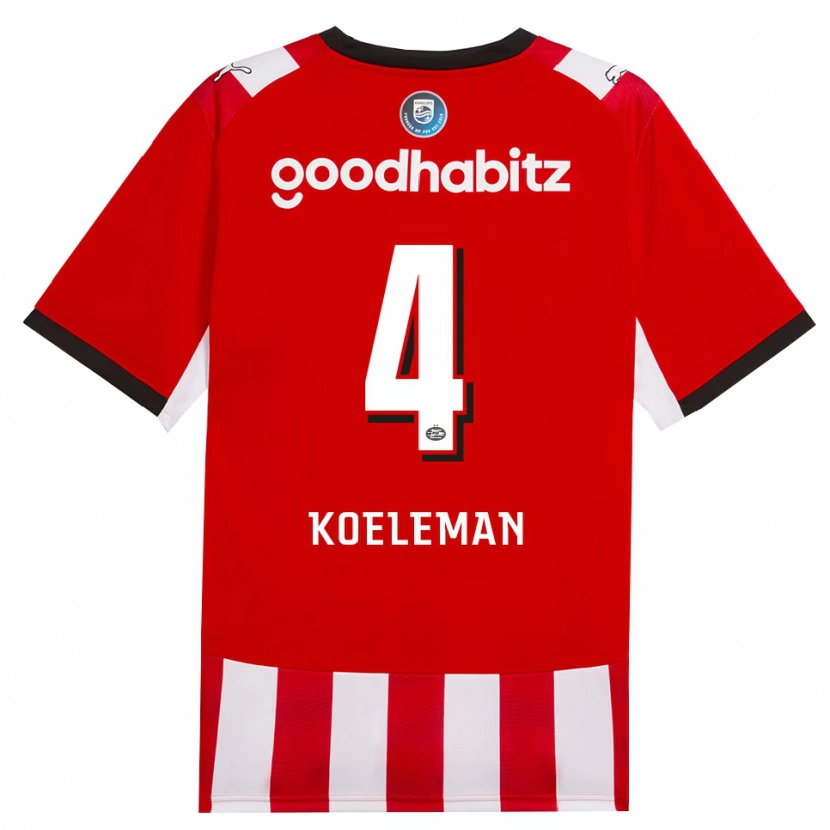 Danxen Børn Senna Koeleman #4 Rød Hvid Sort Hjemmebane Spillertrøjer 2026/27 Trøje T-Shirt