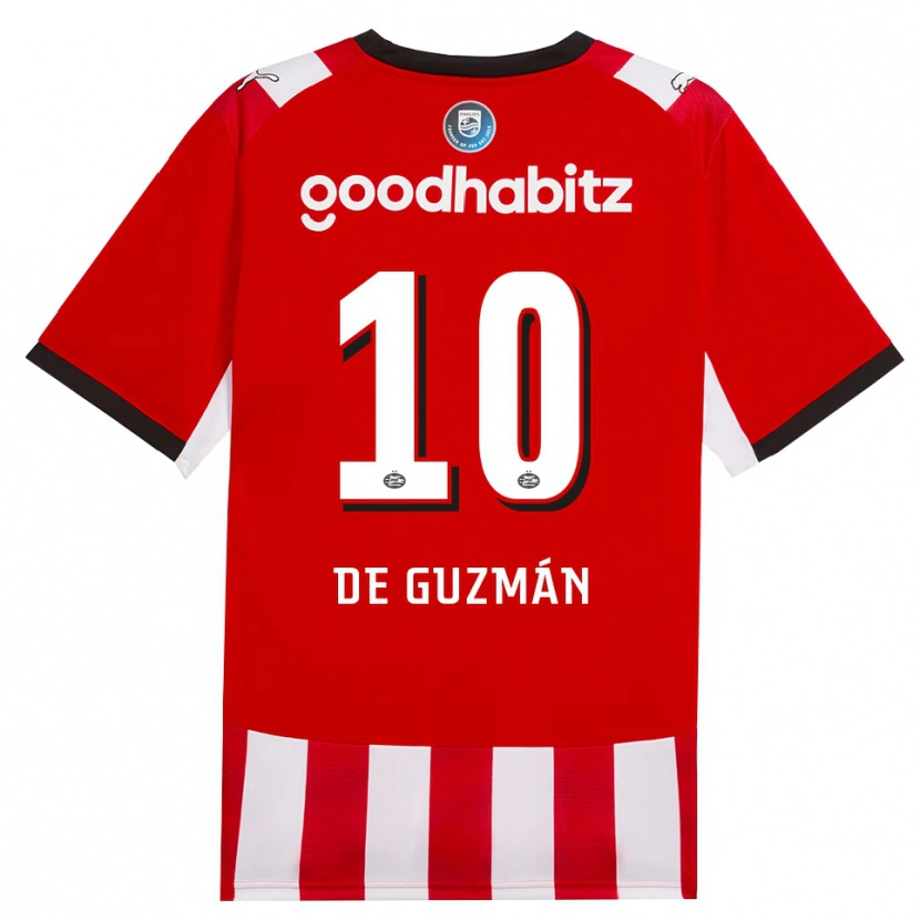 Danxen Børn Jaden De Guzmán #10 Rød Hvid Sort Hjemmebane Spillertrøjer 2026/27 Trøje T-Shirt
