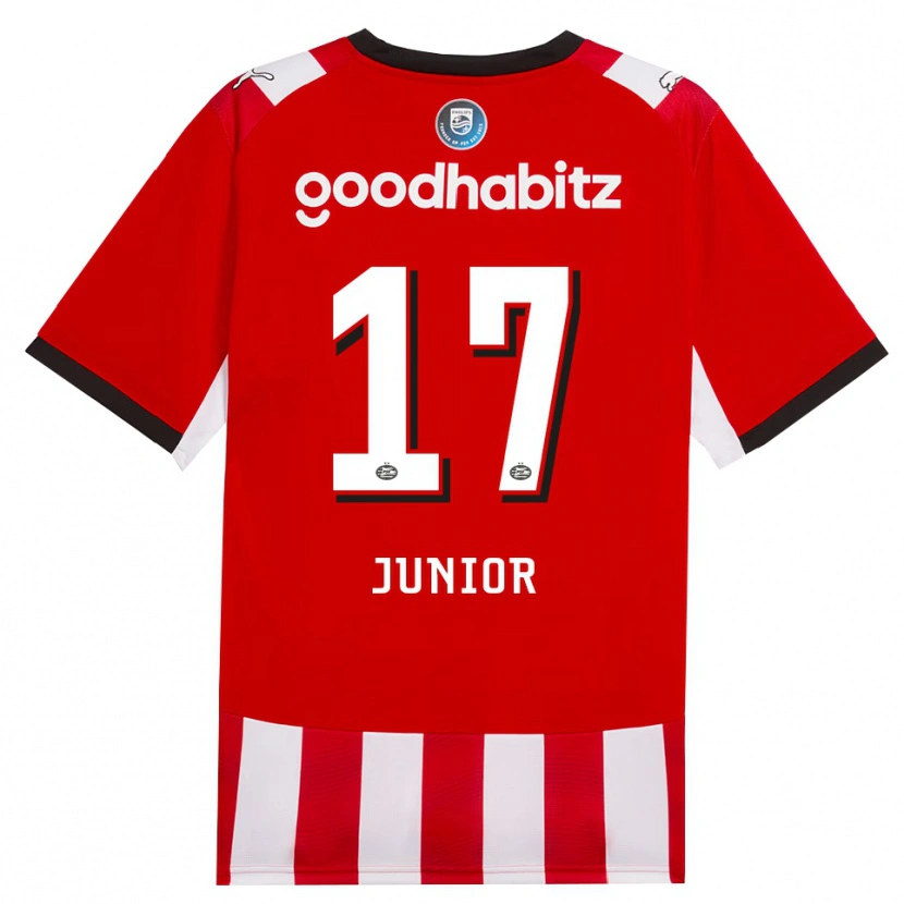 Danxen Børn Mauro Júnior #17 Rød Hvid Sort Hjemmebane Spillertrøjer 2026/27 Trøje T-Shirt