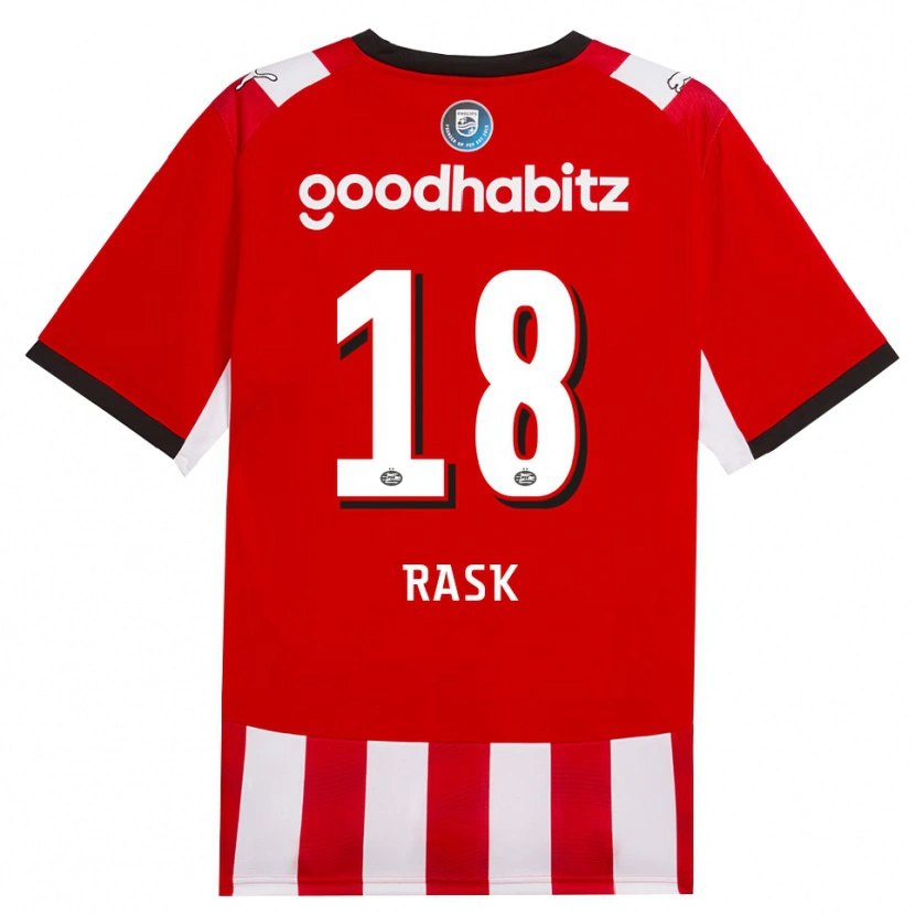 Danxen Børn Caroline Rask #18 Rød Hvid Sort Hjemmebane Spillertrøjer 2026/27 Trøje T-Shirt