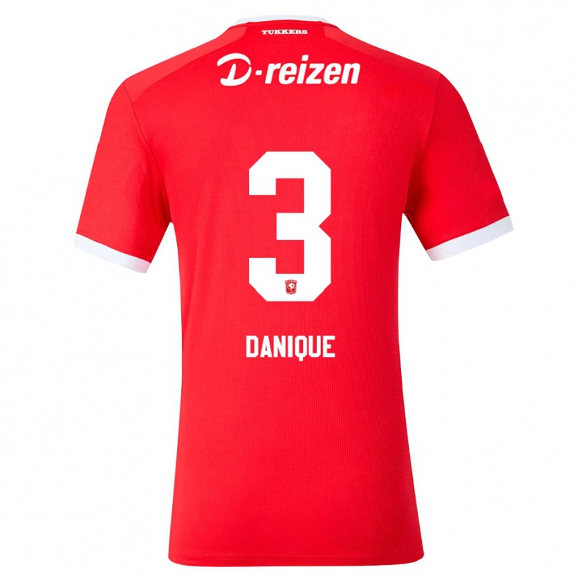 Danxen Børn Danique Kerkdijk #3 Rød Hvid Hjemmebane Spillertrøjer 2026/27 Trøje T-Shirt
