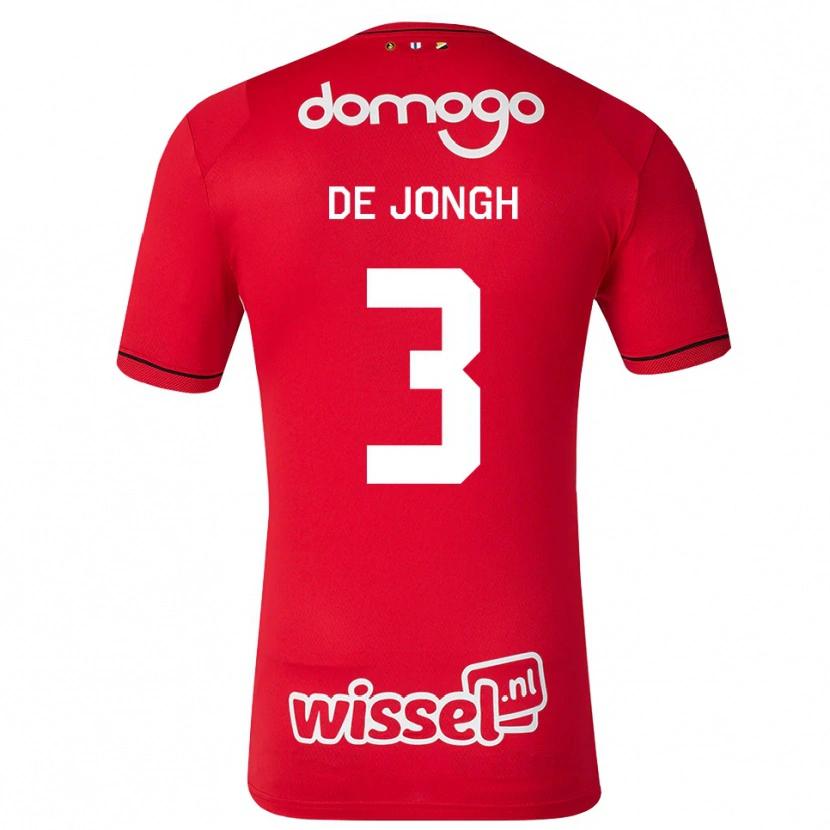 Danxen Børn Bryan De Jongh #3 Rød Hvid Sort Hjemmebane Spillertrøjer 2026/27 Trøje T-Shirt