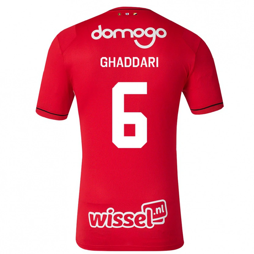 Danxen Børn Massien Ghaddari #6 Rød Hvid Sort Hjemmebane Spillertrøjer 2026/27 Trøje T-Shirt