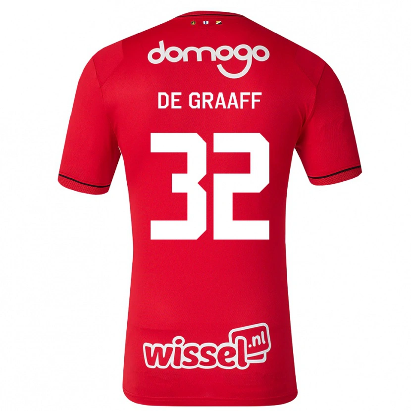 Danxen Børn Tom De Graaff #32 Rød Hvid Sort Hjemmebane Spillertrøjer 2026/27 Trøje T-Shirt