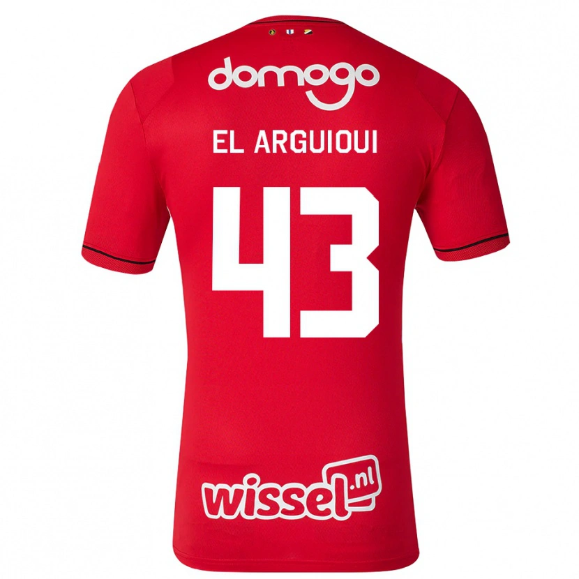 Danxen Børn Rafik El Arguioui #43 Rød Hvid Sort Hjemmebane Spillertrøjer 2026/27 Trøje T-Shirt