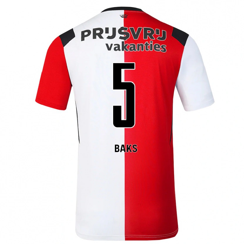 Danxen Børn Finn Baks #5 Rød Hvid Sort Hjemmebane Spillertrøjer 2026/27 Trøje T-Shirt