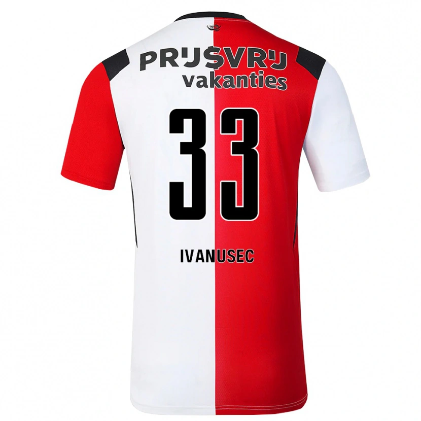 Danxen Børn Luka Ivanušec #33 Rød Hvid Sort Hjemmebane Spillertrøjer 2026/27 Trøje T-Shirt