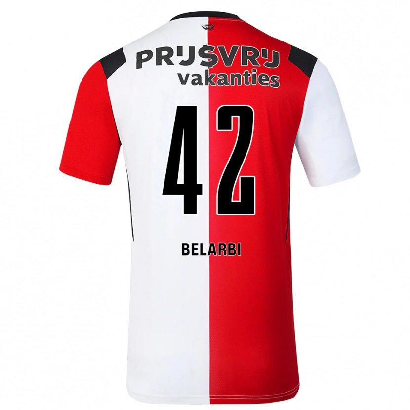 Danxen Børn Abdel Belarbi #42 Rød Hvid Sort Hjemmebane Spillertrøjer 2026/27 Trøje T-Shirt