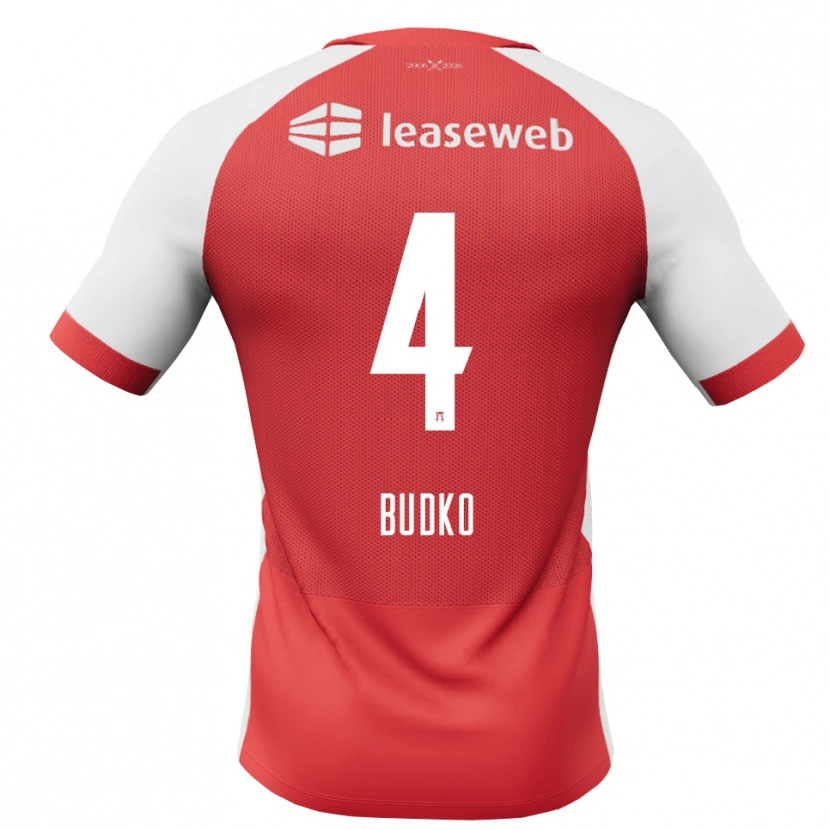 Danxen Børn Bogdan Budko #4 Rød Hvid Sort Hjemmebane Spillertrøjer 2026/27 Trøje T-Shirt