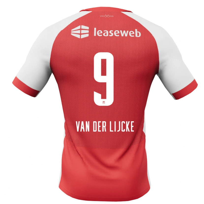 Danxen Børn Donny Van Der Lijcke #9 Rød Hvid Sort Hjemmebane Spillertrøjer 2026/27 Trøje T-Shirt