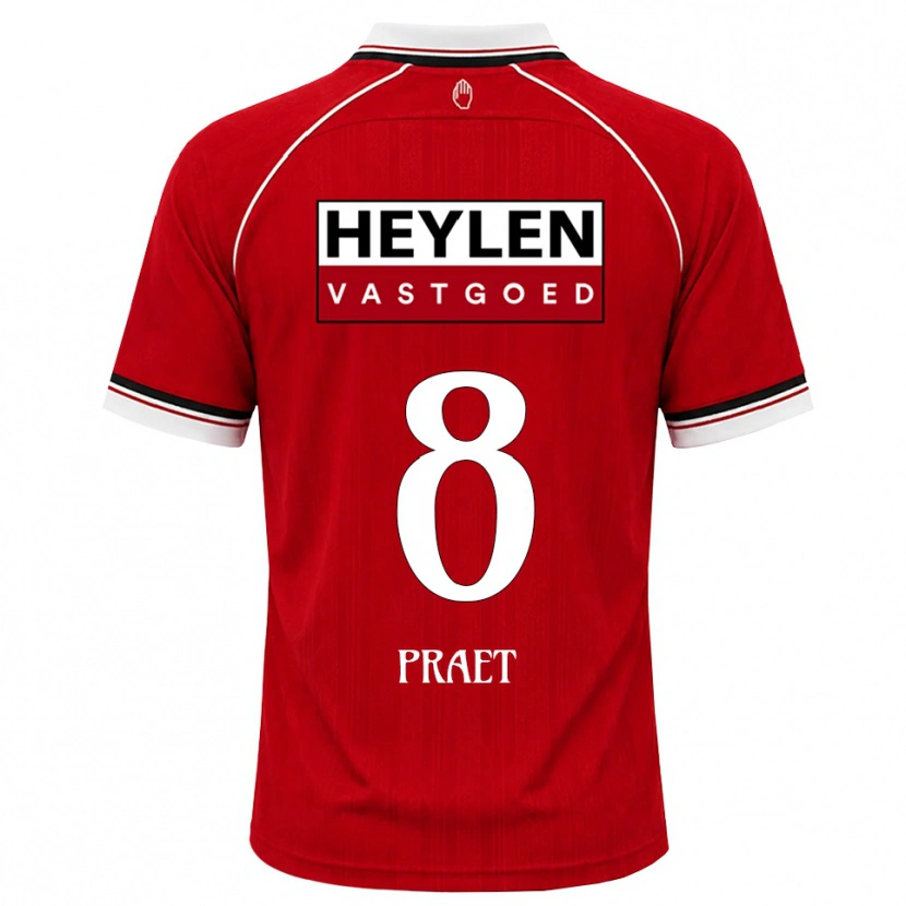 Danxen Børn Dennis Praet #8 Rød Hvid Sort Hjemmebane Spillertrøjer 2026/27 Trøje T-Shirt