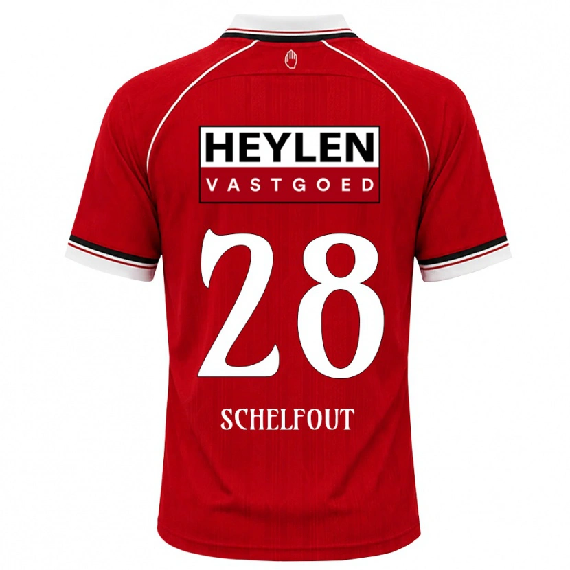 Danxen Børn Luca Schelfhout #28 Rød Hvid Sort Hjemmebane Spillertrøjer 2026/27 Trøje T-Shirt