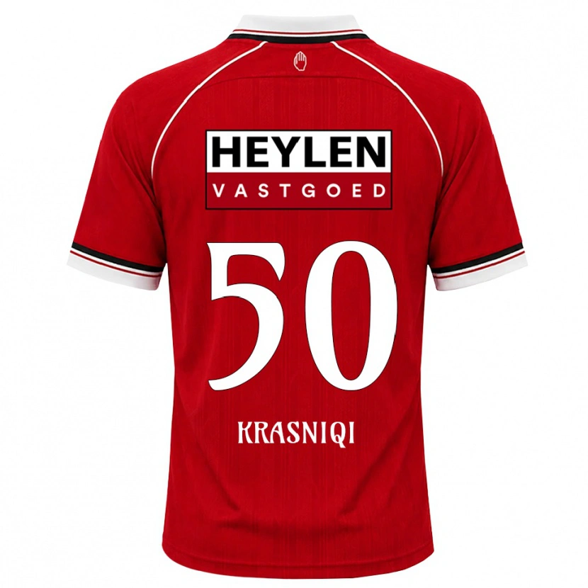 Danxen Børn Laurit Krasniqi #50 Rød Hvid Sort Hjemmebane Spillertrøjer 2026/27 Trøje T-Shirt