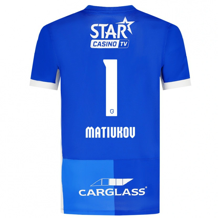 Danxen Børn Platon Matiukov #1 Mellemblå Kongeblå Hvid Hjemmebane Spillertrøjer 2026/27 Trøje T-Shirt