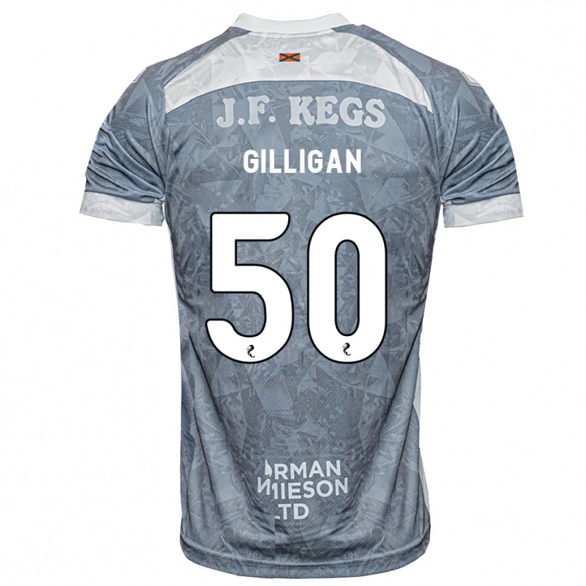 Danxen Børn Keir Gilligan #50 Lys Skifergrå Udebane Spillertrøjer 2026/27 Trøje T-Shirt