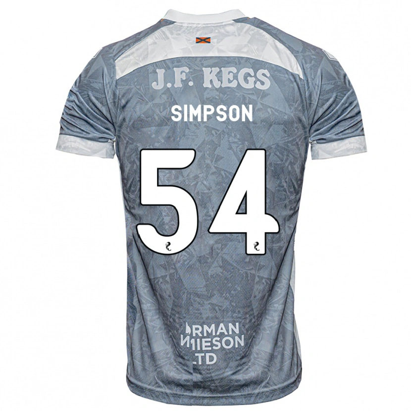 Danxen Børn Finlay Simpson #54 Lys Skifergrå Udebane Spillertrøjer 2026/27 Trøje T-Shirt