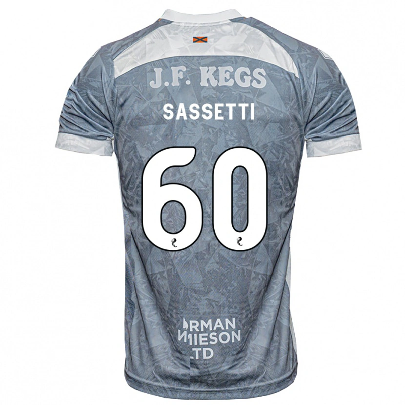 Danxen Børn Lorenzo Sassetti #60 Lys Skifergrå Udebane Spillertrøjer 2026/27 Trøje T-Shirt